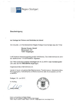 IHK-Bestätigung Kammerzugehörigkeit