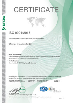 DEKRA Zertifikat ISO 9001:2015 (2019) E